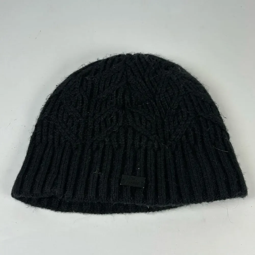 Under Armour black cable knit skull cap fleece lined beanie womens OS